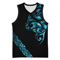 All Black Maori Tribal Tattoo Personalised Basketball Jersey Polynesian Style - Polynesian Pride