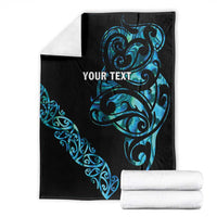 All Black Maori Tribal Tattoo Personalised Blanket Polynesian Style
