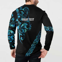 All Black Maori Tribal Tattoo Personalised Button Sweatshirt Polynesian Style