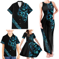 All Black Maori Tribal Tattoo Personalised Family Matching Tank Maxi Dress and Hawaiian Shirt Polynesian Style