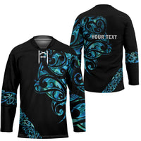 All Black Maori Tribal Tattoo Personalised Hockey Jersey Polynesian Style LT9 - Polynesian Pride