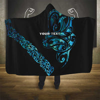 All Black Maori Tribal Tattoo Personalised Hooded Blanket Polynesian Style