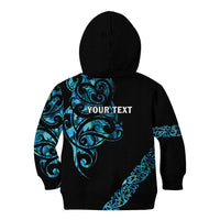 All Black Maori Tribal Tattoo Personalised Kid Hoodie Polynesian Style