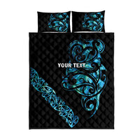 All Black Maori Tribal Tattoo Personalised Quilt Bed Set Polynesian Style