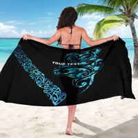 All Black Maori Tribal Tattoo Personalised Sarong Polynesian Style