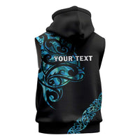 All Black Maori Tribal Tattoo Personalised Sleeveless Zip Hoodie Polynesian Style LT9 - Polynesian Pride