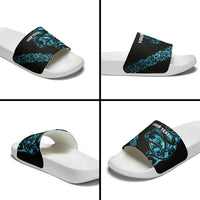 All Black Maori Tribal Tattoo Personalised Slide Sandals Polynesian Style - Polynesian Pride
