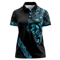 All Black Maori Tribal Tattoo Personalised Women Polo Shirt Polynesian Style