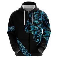 All Black Maori Tribal Tattoo Personalised Zip Hoodie Polynesian Style