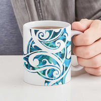 All White Maori Tribal Tattoo Personalised Ceramic Mug Polynesian Style - Polynesian Pride