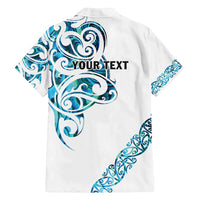 All White Maori Tribal Tattoo Personalised Family Matching Long Sleeve Bodycon Dress and Hawaiian Shirt Polynesian Style