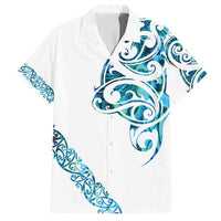 All White Maori Tribal Tattoo Personalised Family Matching Off Shoulder Short Dress and Hawaiian Shirt Polynesian Style