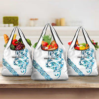 All White Maori Tribal Tattoo Personalised Grocery Bag Polynesian Style