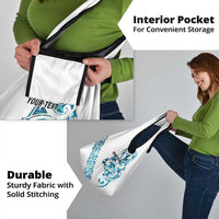 All White Maori Tribal Tattoo Personalised Grocery Bag Polynesian Style