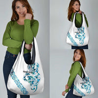 All White Maori Tribal Tattoo Personalised Grocery Bag Polynesian Style
