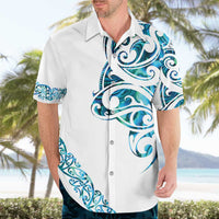 All White Maori Tribal Tattoo Personalised Hawaiian Shirt Polynesian Style