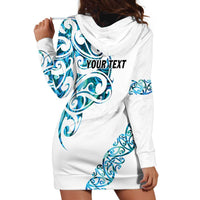 All White Maori Tribal Tattoo Personalised Hoodie Dress Polynesian Style