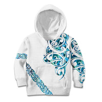 All White Maori Tribal Tattoo Personalised Kid Hoodie Polynesian Style
