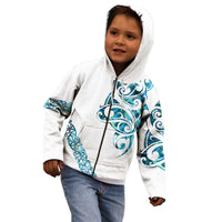 All White Maori Tribal Tattoo Personalised Kid Hoodie Polynesian Style