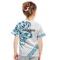 All White Maori Tribal Tattoo Personalised Kid T Shirt Polynesian Style