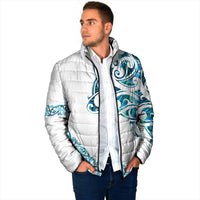 All White Maori Tribal Tattoo Personalised Padded Jacket Polynesian Style - Polynesian Pride