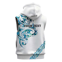 All White Maori Tribal Tattoo Personalised Sleeveless Zip Hoodie Polynesian Style LT9 - Polynesian Pride