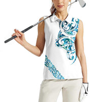 All White Maori Tribal Tattoo Personalised Women Sleeveless Polo Shirt Polynesian Style