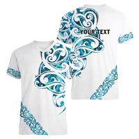 All White Maori Tribal Tattoo Personalised Women V-Neck T-Shirt Polynesian Style