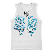 Queensland Maori Kiwi Personalised Basketball Jersey Ma Kakariki Papua Shell Maori Tribal Tattoo - Polynesian Pride