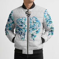 Queensland Maori Kiwi Personalised Bomber Puffer Jacket Ma Kakariki Papua Shell Maori Tribal Tattoo - Polynesian Pride