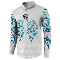 Queensland Maori Kiwi Personalised Button Sweatshirt Ma Kakariki Papua Shell Maori Tribal Tattoo LT9 - Polynesian Pride
