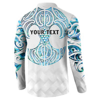 Queensland Maori Kiwi Personalised Button Sweatshirt Ma Kakariki Papua Shell Maori Tribal Tattoo LT9 - Polynesian Pride