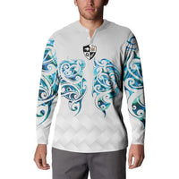 Queensland Maori Kiwi Personalised Button Sweatshirt Ma Kakariki Papua Shell Maori Tribal Tattoo LT9 - Polynesian Pride