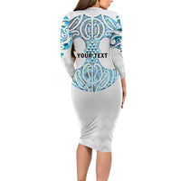 Queensland Maori Kiwi Personalised Family Matching Long Sleeve Bodycon Dress and Hawaiian Shirt Ma Kakariki Papua Shell Maori Tribal Tattoo