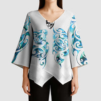 Queensland Maori Kiwi Personalised Kimono Sleeve Blouse Ma Kakariki Papua Shell Maori Tribal Tattoo - Polynesian Pride