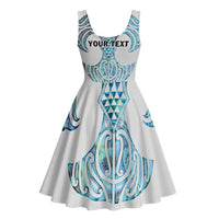 Queensland Maori Kiwi Personalised Midi Dress Ma Kakariki Papua Shell Maori Tribal Tattoo - Polynesian Pride