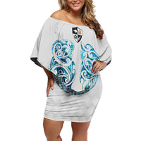 Queensland Maori Kiwi Personalised Off Shoulder Short Dress Ma Kakariki Papua Shell Maori Tribal Tattoo