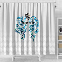 Queensland Maori Kiwi Personalised Shower Curtain Ma Kakariki Papua Shell Maori Tribal Tattoo
