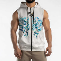 Queensland Maori Kiwi Personalised Sleeveless Zip Hoodie Ma Kakariki Papua Shell Maori Tribal Tattoo - Polynesian Pride