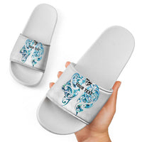 Queensland Maori Kiwi Personalised Slide Sandals Ma Kakariki Papua Shell Maori Tribal Tattoo - Polynesian Pride