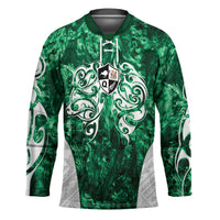 Queensland Maori Kiwi Personalised Hockey Jersey Kikirangi Papua Shell Maori Tribal Tattoo LT9 Unisex Green - Polynesian Pride