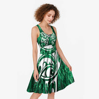 Queensland Maori Kiwi Personalised Midi Dress Kikirangi Papua Shell Maori Tribal Tattoo - Polynesian Pride
