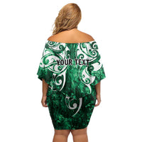Queensland Maori Kiwi Personalised Off Shoulder Short Dress Kikirangi Papua Shell Maori Tribal Tattoo