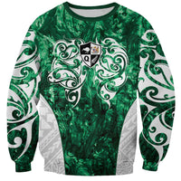 Queensland Maori Kiwi Personalised Sweatshirt Kikirangi Papua Shell Maori Tribal Tattoo LT9 Unisex Green - Polynesian Pride
