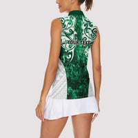 Queensland Maori Kiwi Personalised Women Sleeveless Polo Shirt Kikirangi Papua Shell Maori Tribal Tattoo