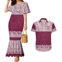 Queensland Maori Nga Hau E Wha Custom Couples Matching Mermaid Dress and Hawaiian Shirt Polynesian Maori Tribal Pattern