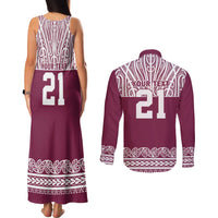 Queensland Maori Nga Hau E Wha Custom Couples Matching Tank Maxi Dress and Long Sleeve Button Shirt Polynesian Maori Tribal Pattern LT9 - Polynesian Pride