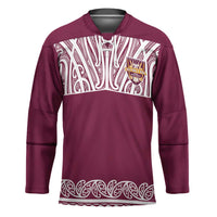 Queensland Maori Nga Hau E Wha Custom Hockey Jersey Polynesian Maori Tribal Pattern LT9 Unisex Maroon - Polynesian Pride