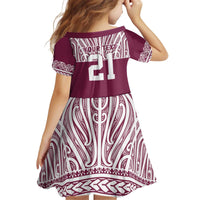 Queensland Maori Nga Hau E Wha Custom Kid Short Sleeve Dress Polynesian Maori Tribal Pattern