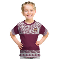 Queensland Maori Nga Hau E Wha Custom Kid T Shirt Polynesian Maori Tribal Pattern